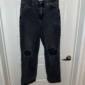 Forever 21 Black Distressed Boyfriend Jeans